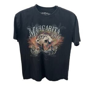 Margaritaville Poker Room T-Shirt Men’s Large Black Texas Hold 'em Graphic Tee